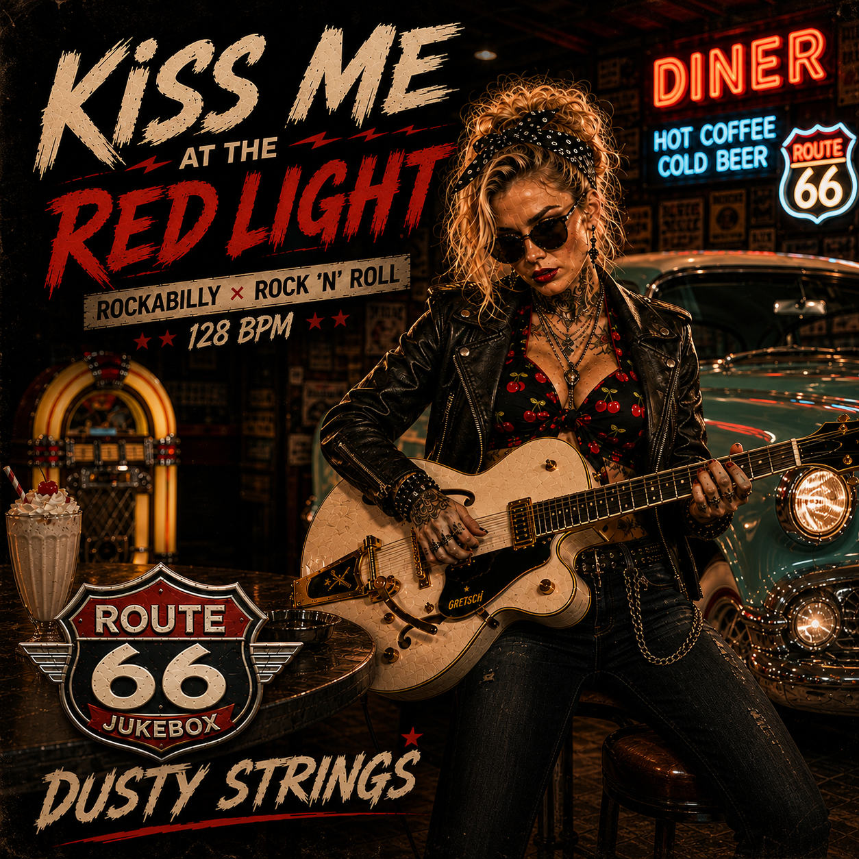 Cover art for Kiss Me at the Red Light by Route 66 Retro Jukebox & Dusty Strings